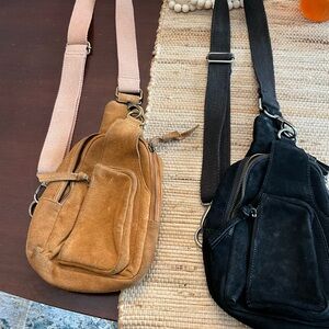 Free People Tan and Black Belt Bags
